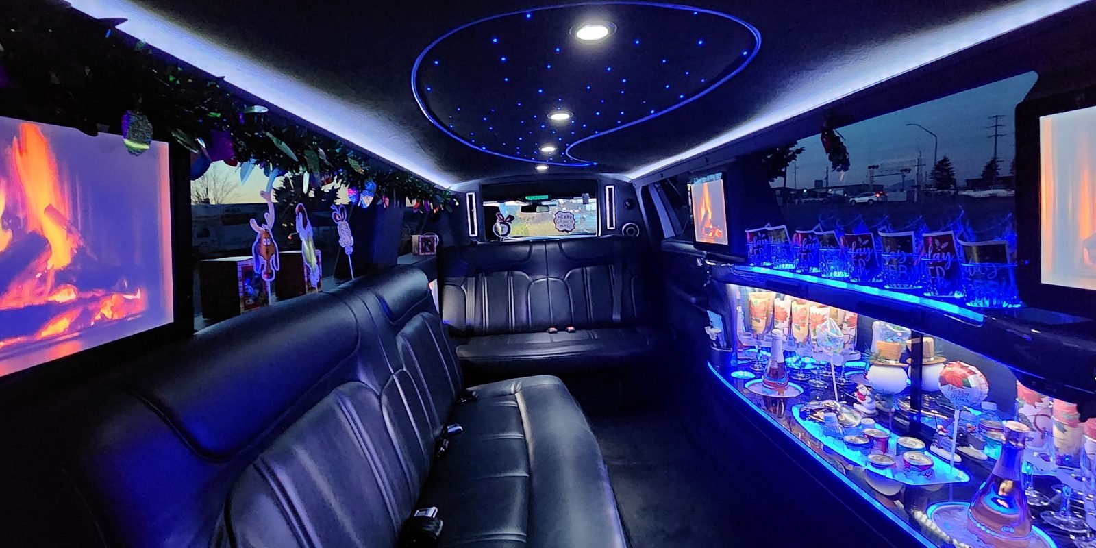 Interior of Whidbey Island Limo Service stretch limousine