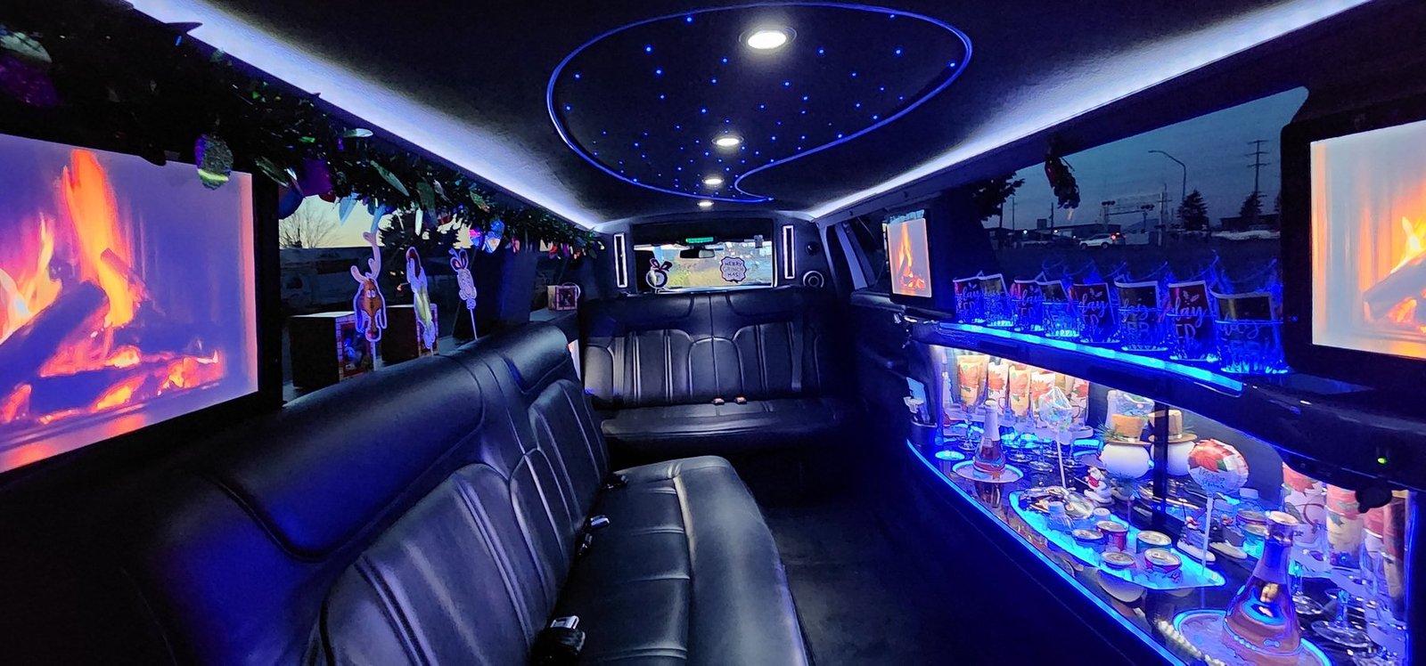 Interior of Whidbey Island Limo Service stretch limousine